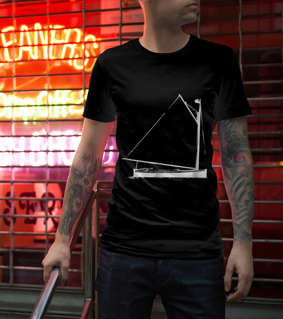 Classic Hand Drawn Cat Boat With Detailed Sailing Elements T-Shirt