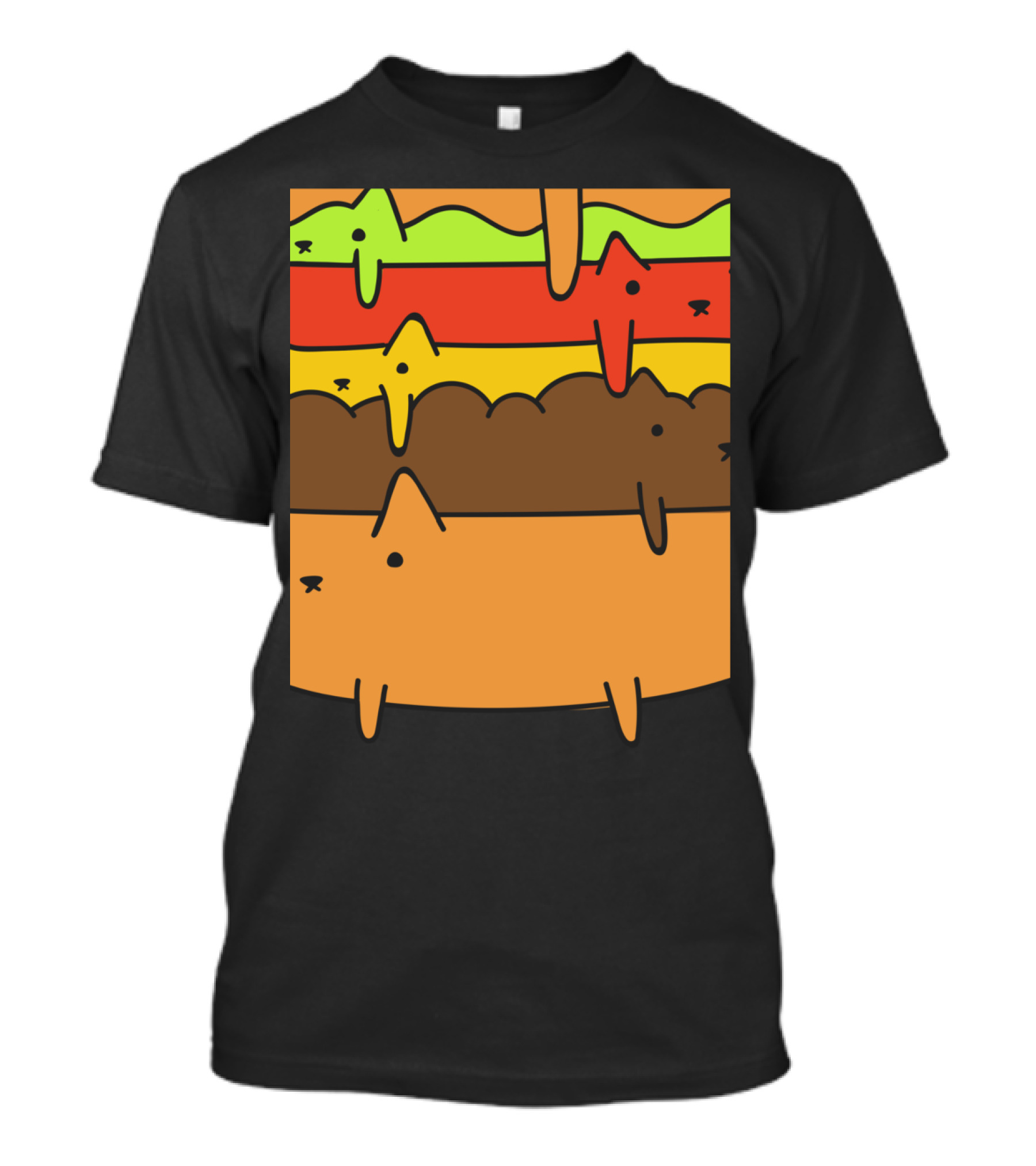 Cute Kawaii Cat Burger Layers Adorable Cheese Hamburger T-Shirt