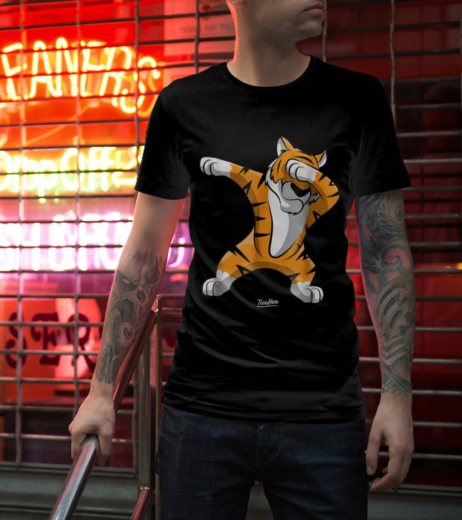 TeesHive Dabbing Tiger Funny Safari Animal Dab Tiger T-Shirt