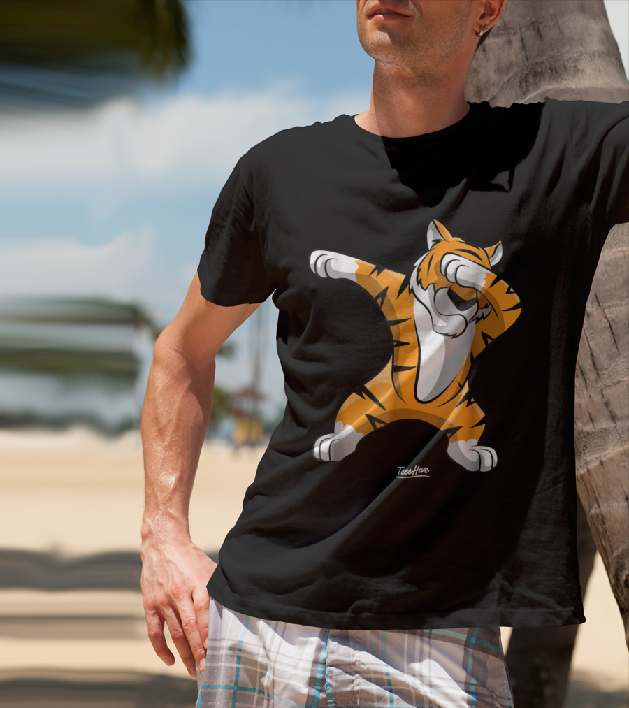 TeesHive Dabbing Tiger Funny Safari Animal Dab Tiger T-Shirt