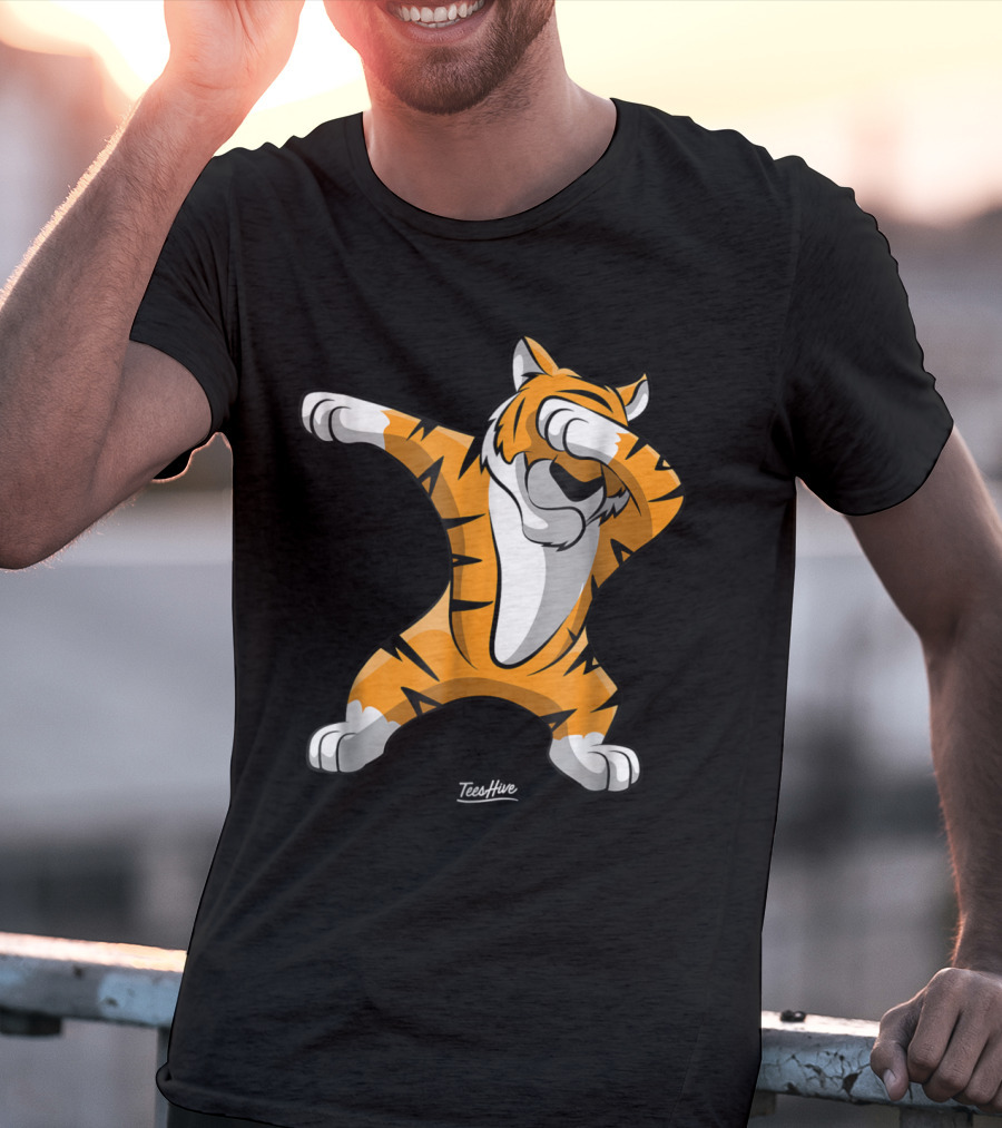 TeesHive Dabbing Tiger Funny Safari Animal Dab Tiger T-Shirt