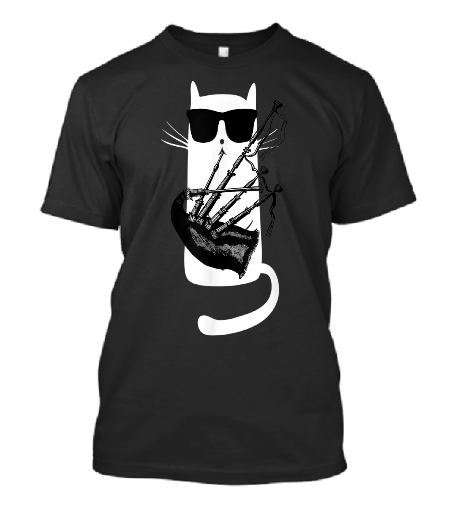 Cat in Sunglasses Playing Bagpipes T-Shirt 