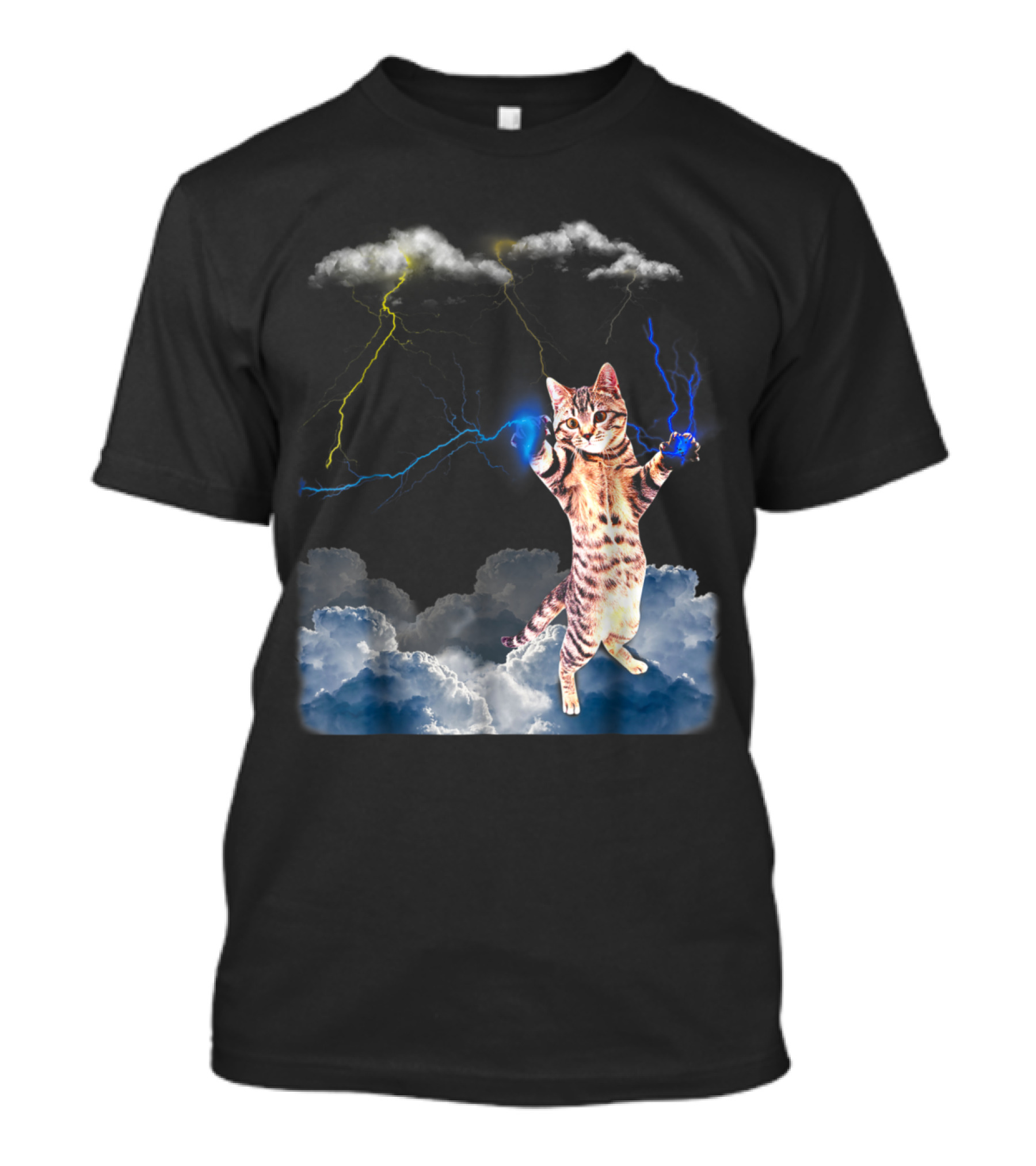 Lightning Cat With Stormy Clouds And Electric Bolts T-Shirt
