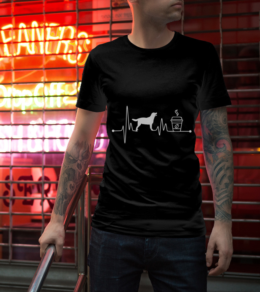 Labrador Retriever Heartbeat Coffee Lover Lab Dog EKG T-Shirt