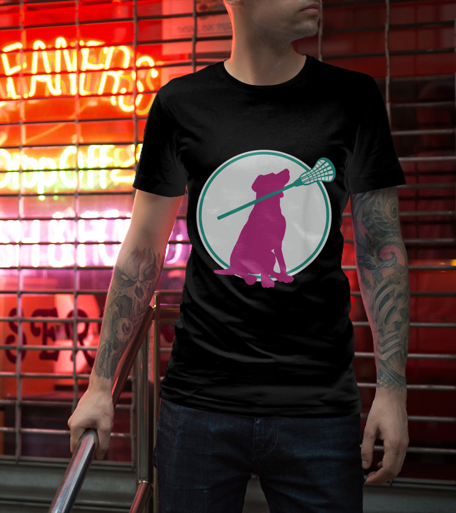 Lacrosse Dog With Girl Stick Girls Lacrosse Tees Circle T-Shirt