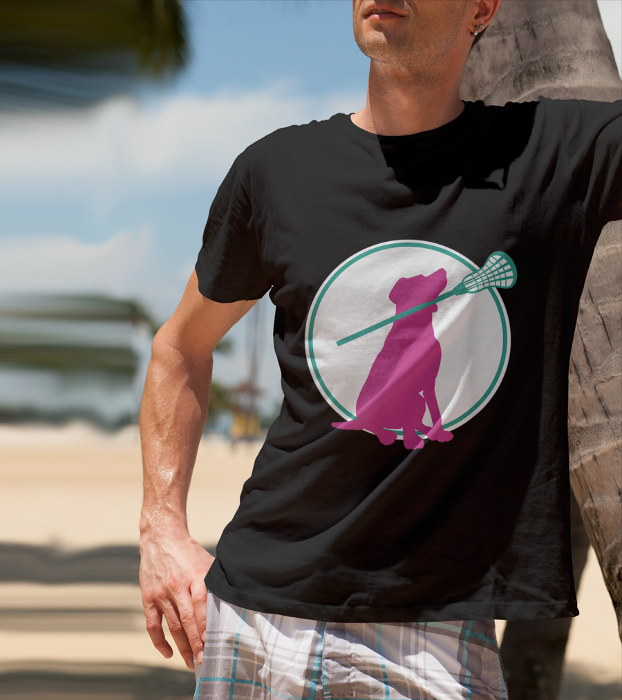 Lacrosse Dog With Girl Stick Girls Lacrosse Tees Circle T-Shirt