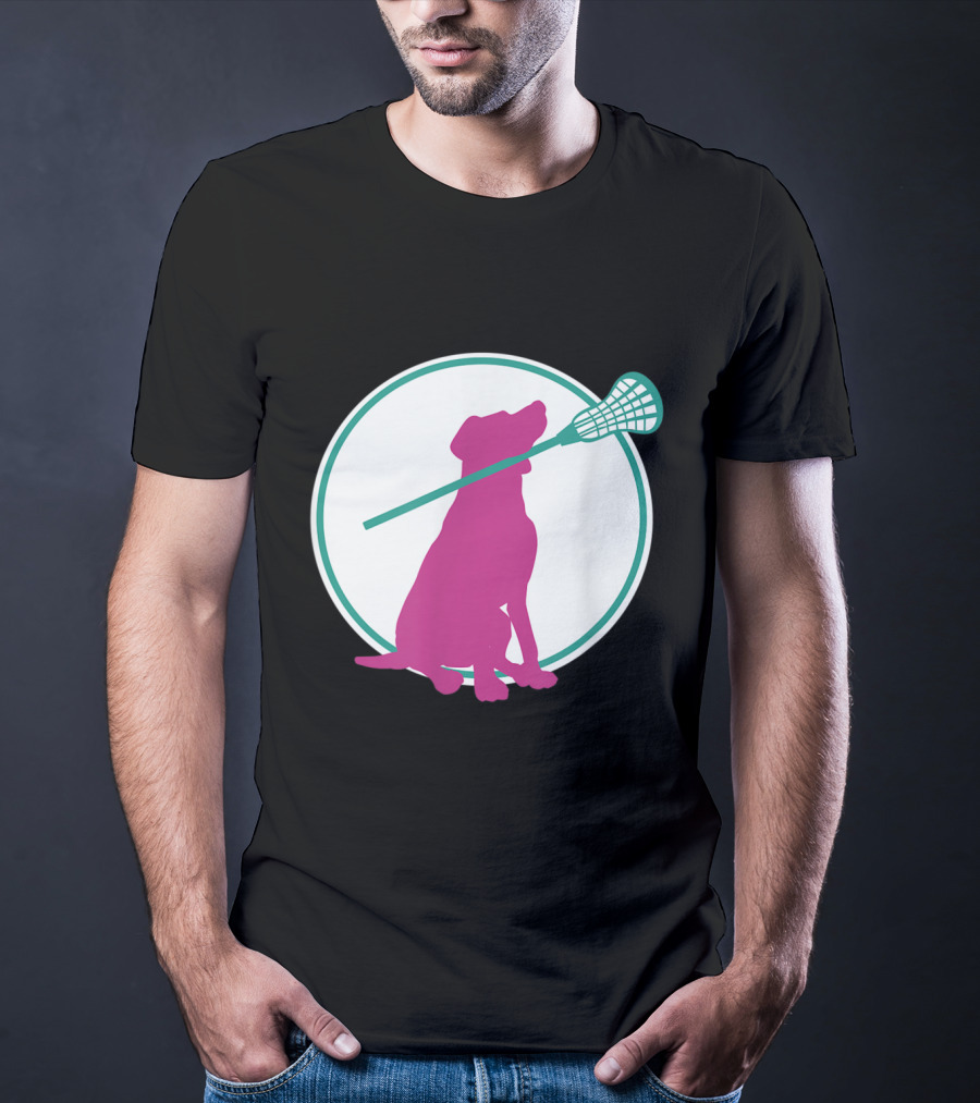 Lacrosse Dog With Girl Stick Girls Lacrosse Tees Circle T-Shirt