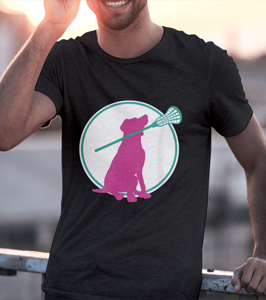 Lacrosse Dog With Girl Stick Girls Lacrosse Tees Circle T-Shirt
