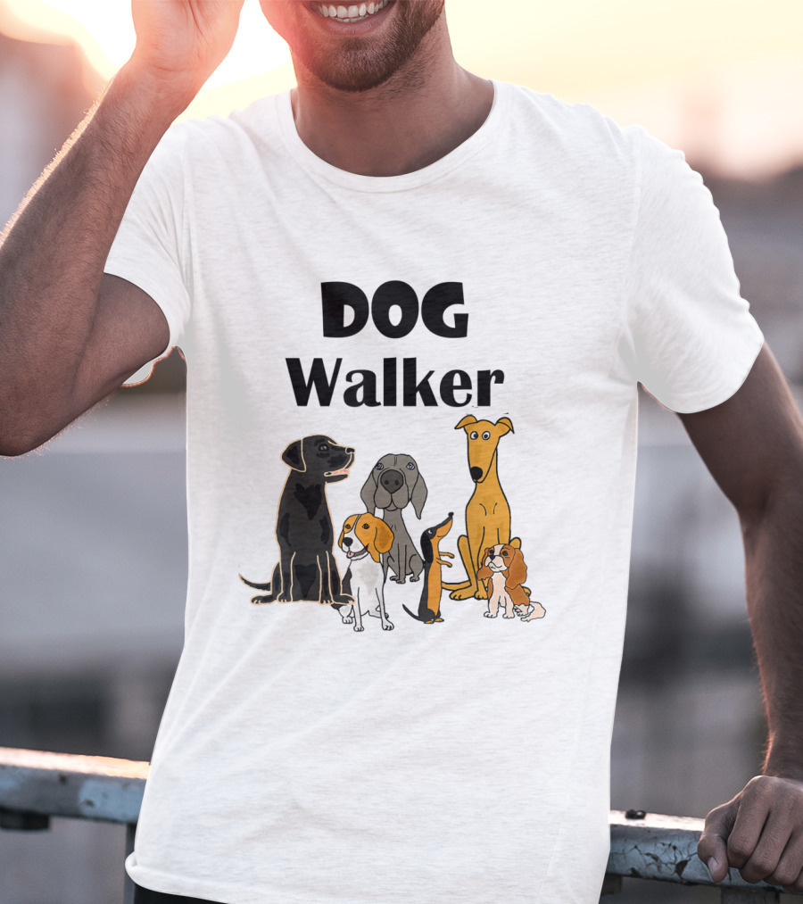 SmileteesPets Funny Cartoon Dog Walker With Variety Of Happy Dogs T-Shirt