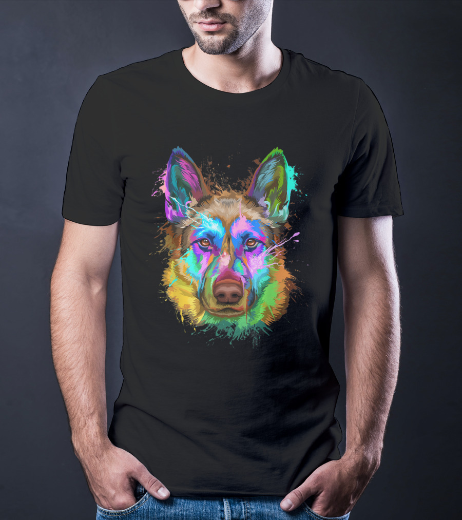 Colorful Splash German Shepherd Lovers Gift T-Shirt