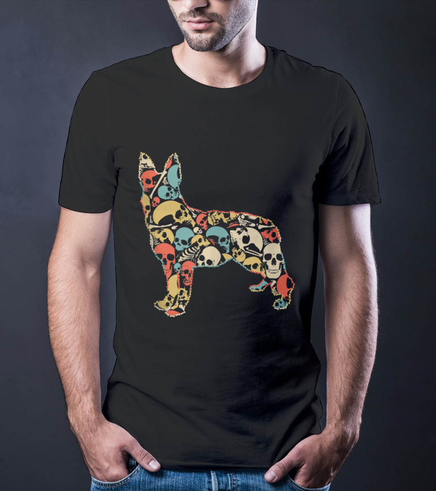 Skeleton Skull German Shepherd Vintage T-Shirt