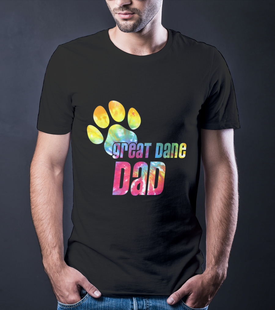Great Dane Dad Tie Dye Paw Father's Day Dog Lovers T-Shirt