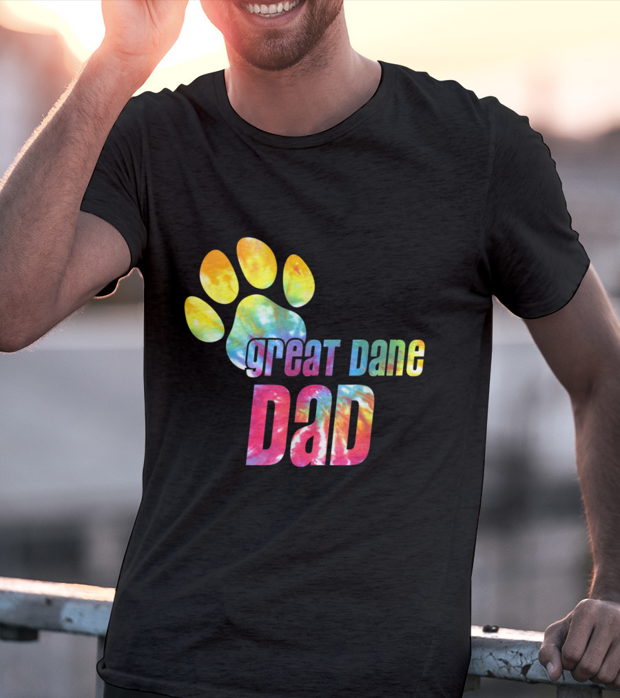 Great Dane Dad Tie Dye Paw Father's Day Dog Lovers T-Shirt