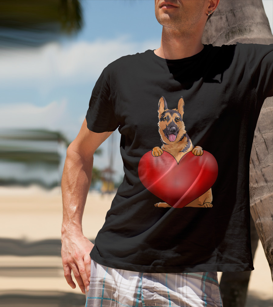 Valentines Day German Shepherd Heart Dog For Women And Men T-Shirt