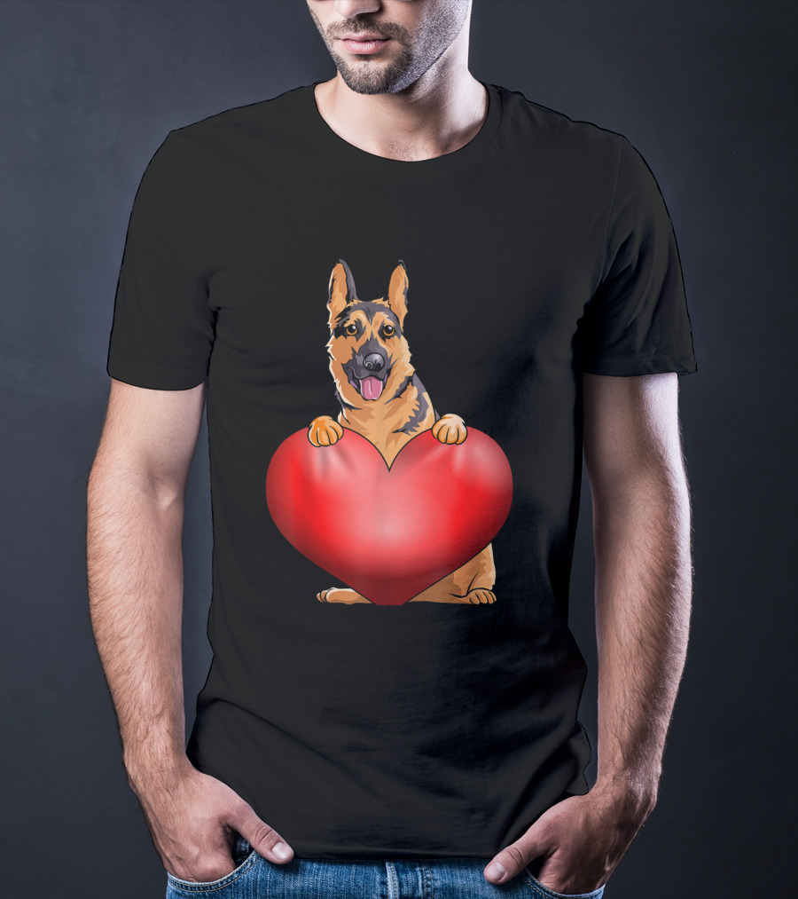 Valentines Day German Shepherd Heart Dog For Women And Men T-Shirt