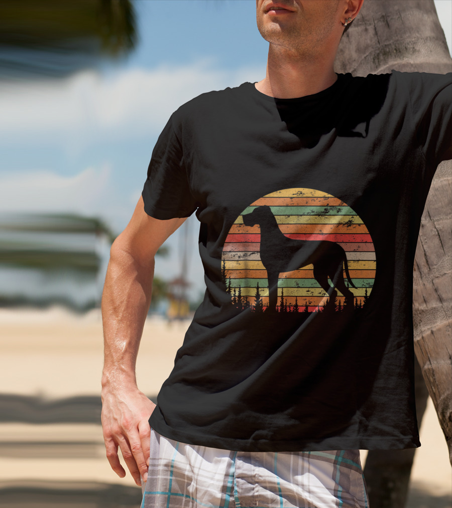 Vintage Retro Great Dane Dog Silhouette For T-Shirt