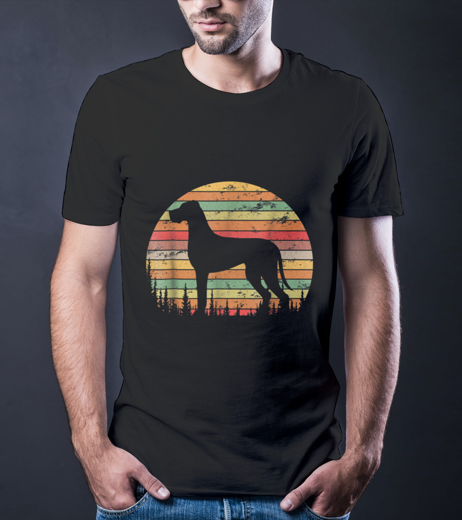Vintage Retro Great Dane Dog Silhouette For T-Shirt