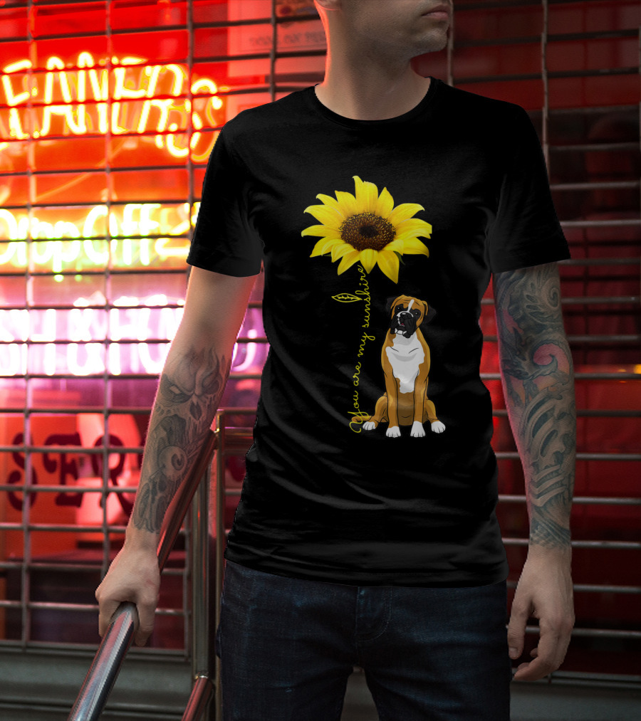 You Are My Sunshine Sunflower Cute Boxer Dog Mom Mother Day T-Shirt