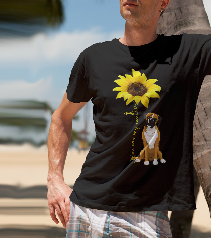 You Are My Sunshine Sunflower Cute Boxer Dog Mom Mother Day T-Shirt