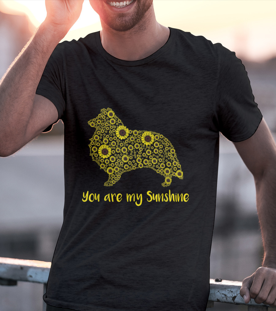 You Are My Sunshine Sunflower Sheltie Silhouette Mom Mama Lover T-Shirt