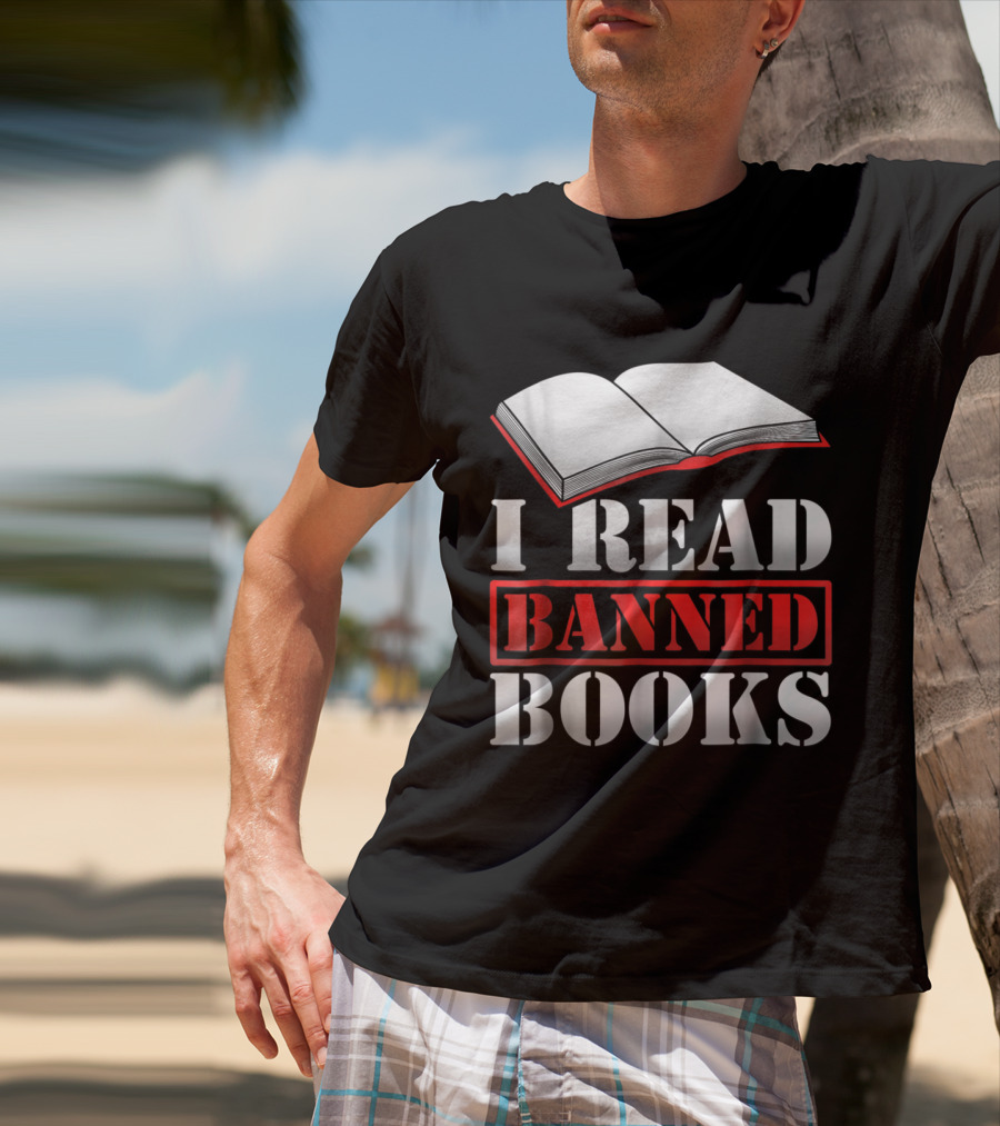 I Read Banned Books Open Book Icon Novelty Readers T-Shirt
