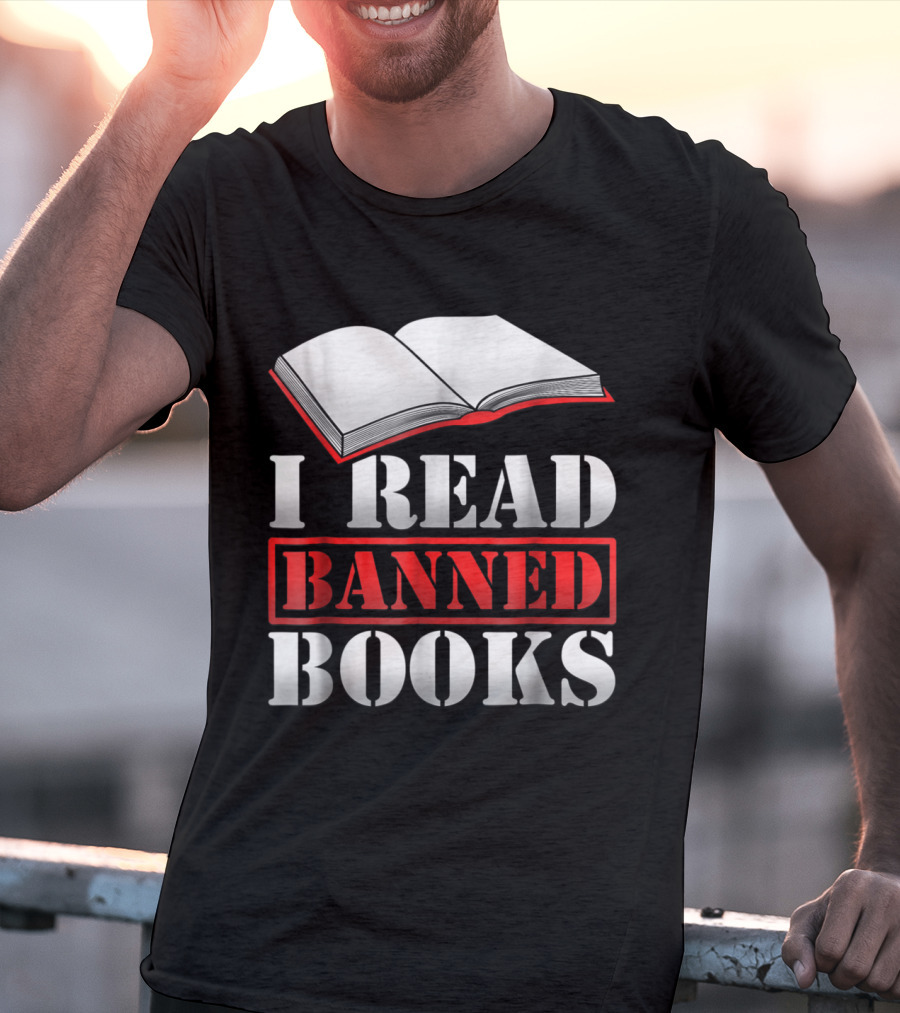 I Read Banned Books Open Book Icon Novelty Readers T-Shirt