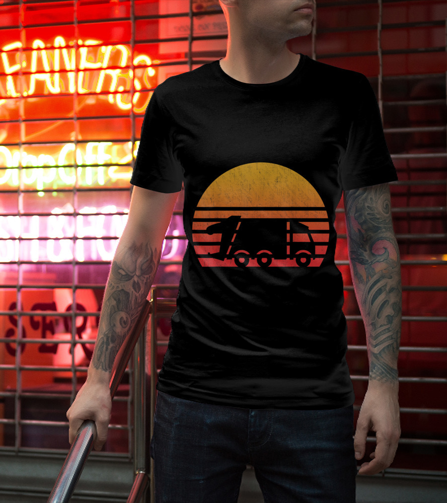 Vintage Sunset Garbage Truck T-Shirt