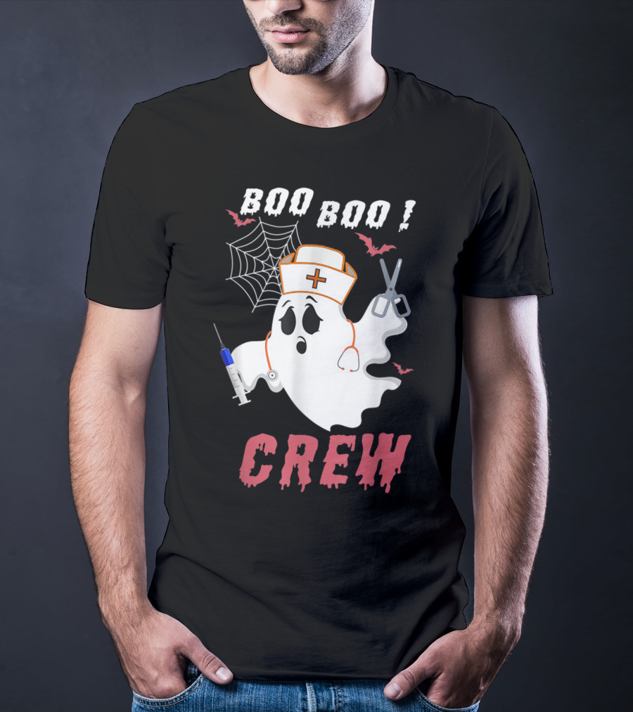 Boo Boo Crew Nurse Ghost Halloween Nurse Costume T-Shirt