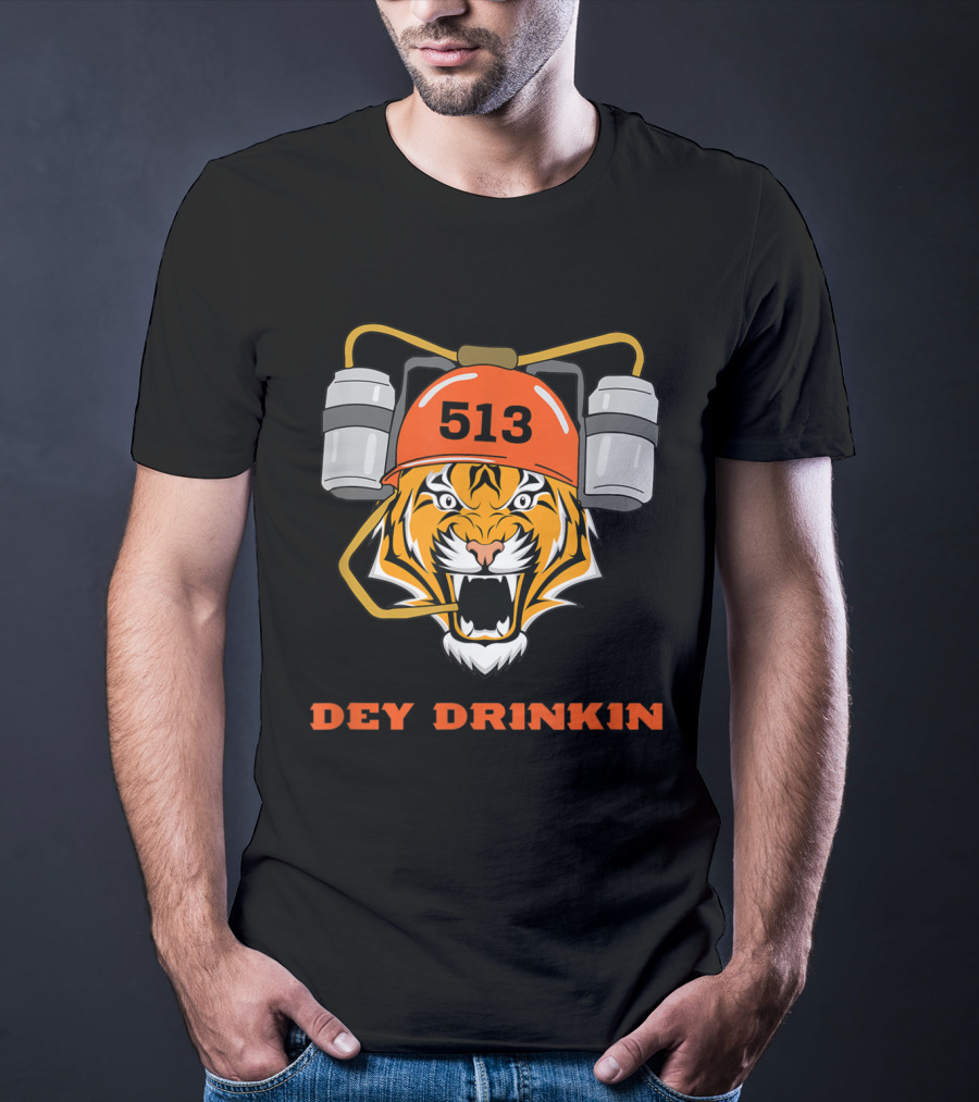 Cincinnati 513 Dey Drinkin Football Bengal Tiger T-Shirt