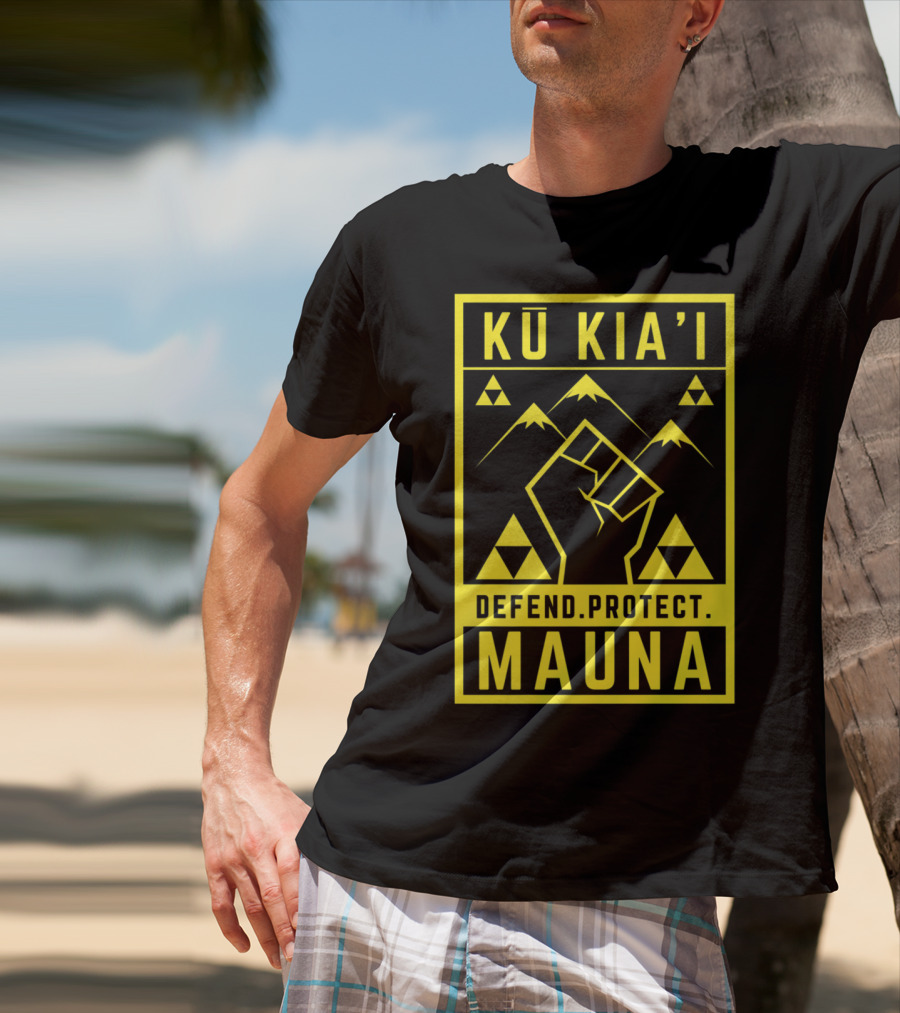 Kū Kia'i Mauna Defend Protect Fist And Mountain Symbols T-Shirt