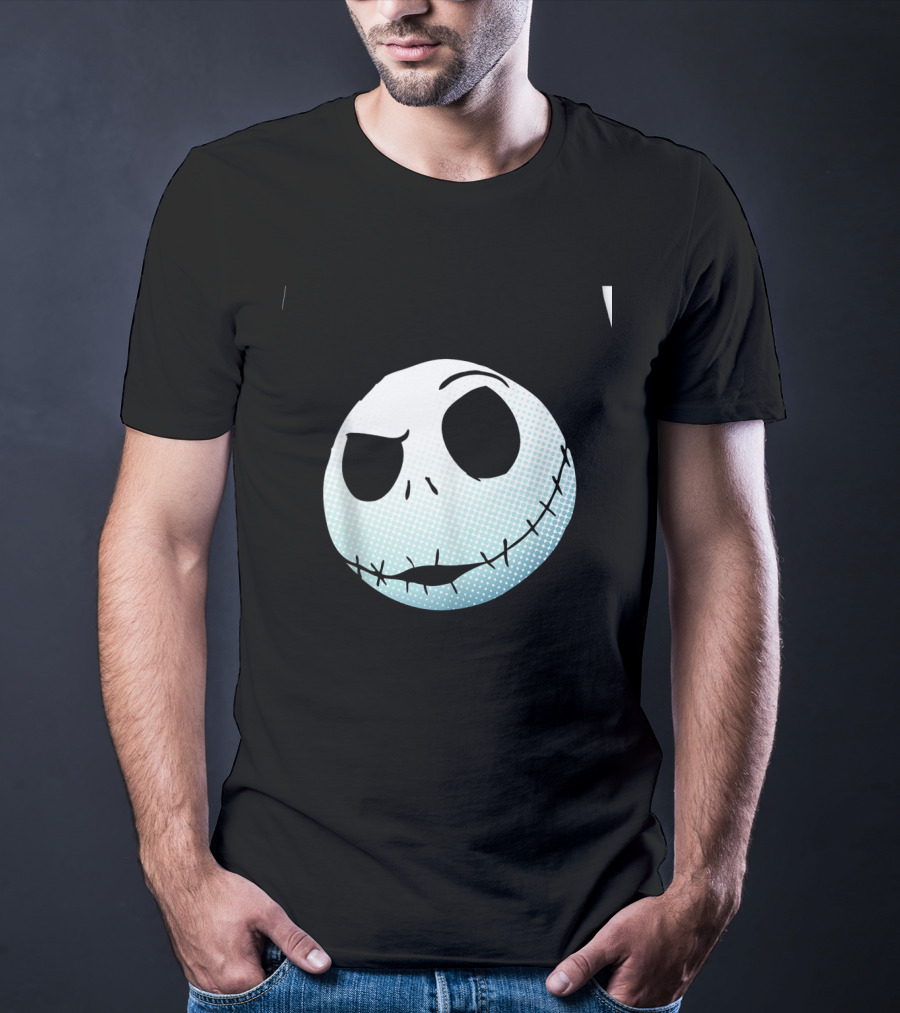 Disney Nightmare Before Christmas Jack Skellington White Smiling Face T-Shirt