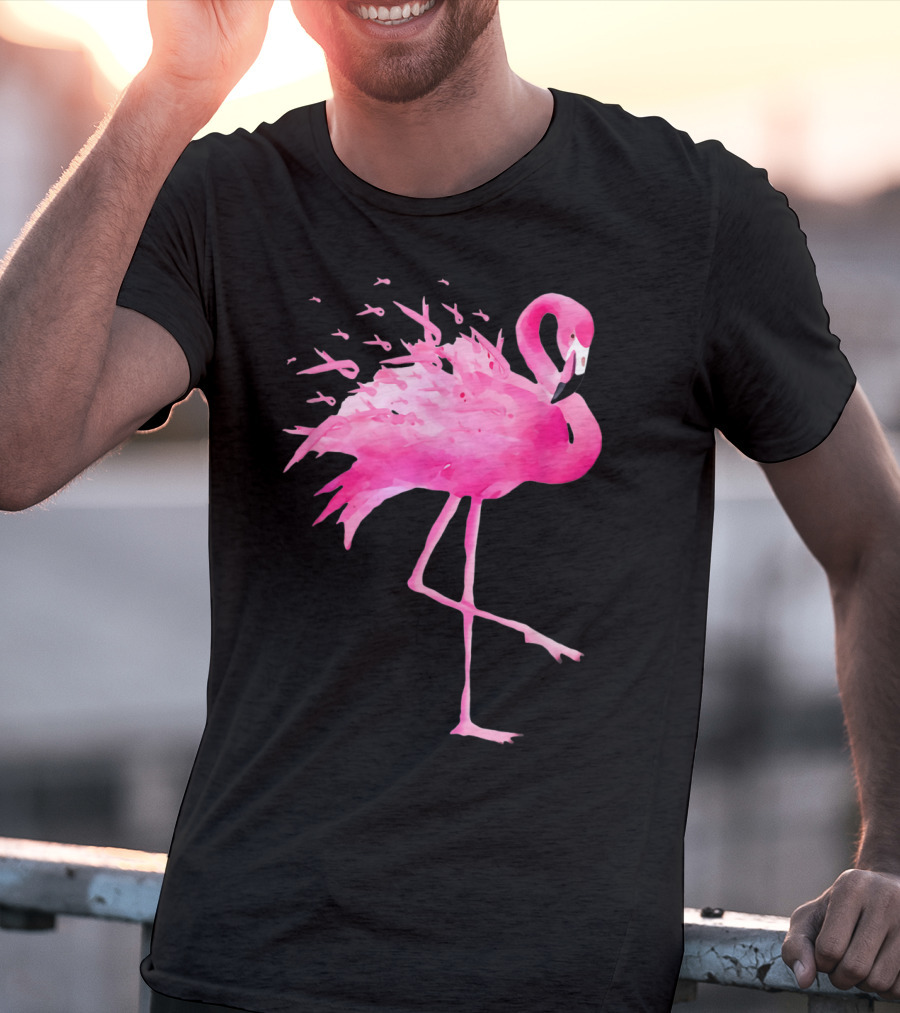 Flamingo Breast Cancer Awareness Pink Ribbon Funny October T-Shirt