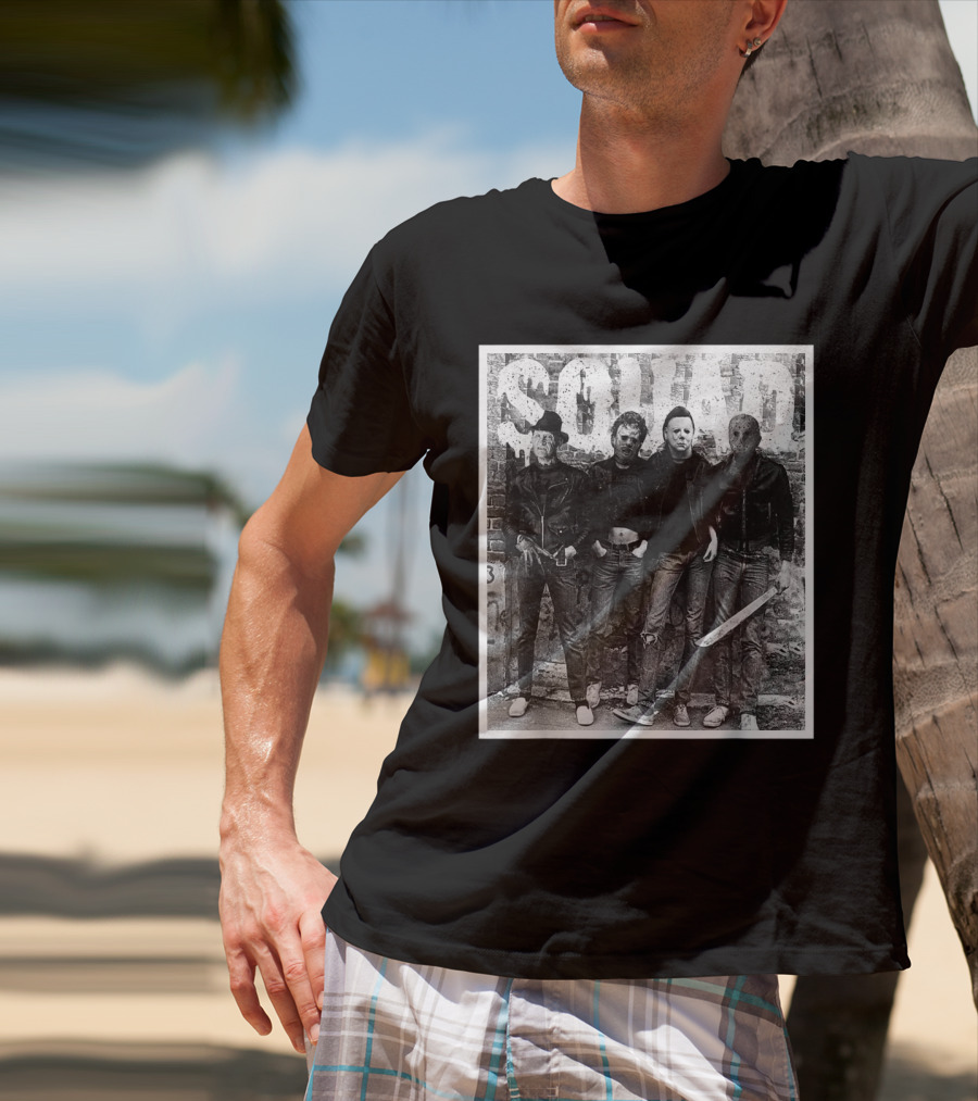 Halloween Squad Horror Icons Freddy Michael Jason Crew T-Shirt