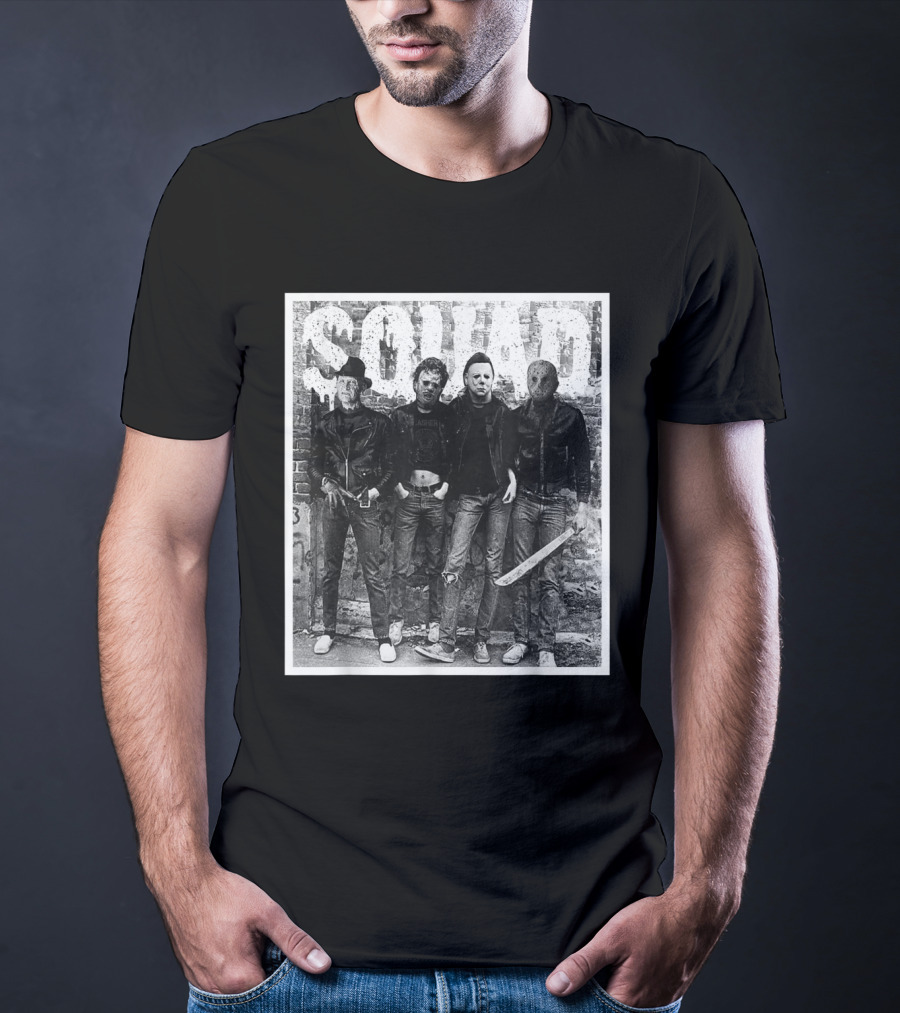 Halloween Squad Horror Icons Freddy Michael Jason Crew T-Shirt