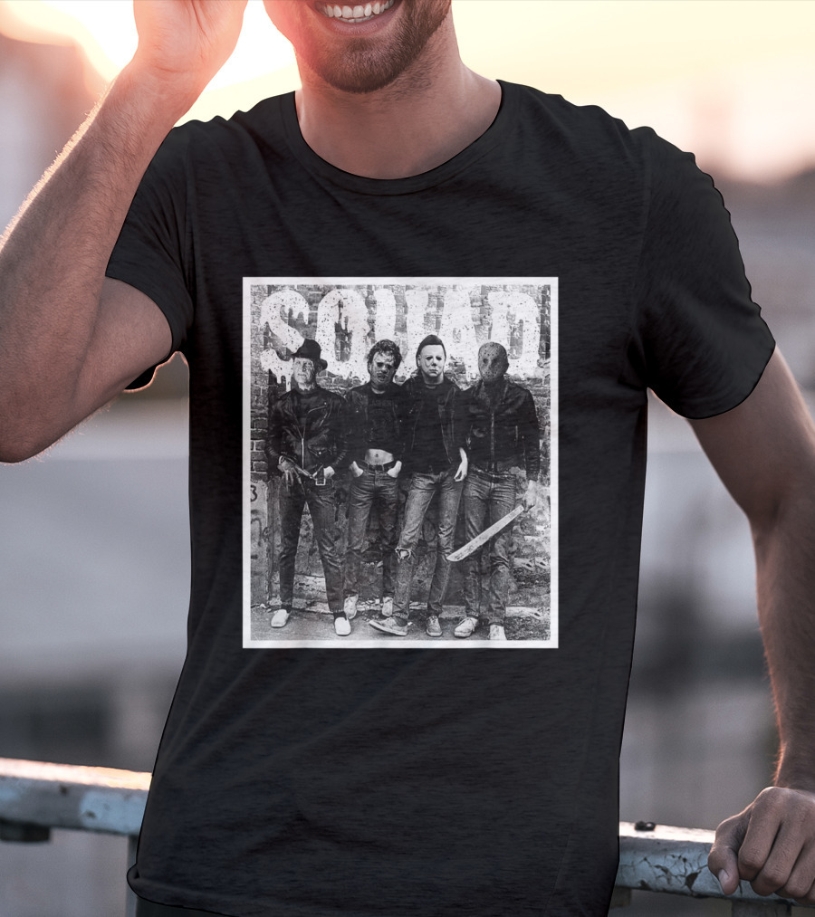 Halloween Squad Horror Icons Freddy Michael Jason Crew T-Shirt