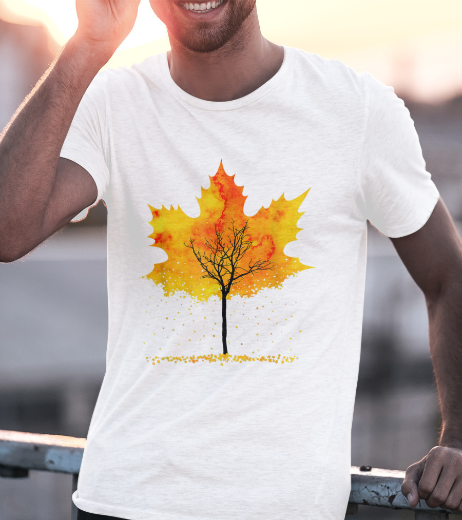 Maple Tree Autumn Leaves Fall Forest Scene T-Shirt