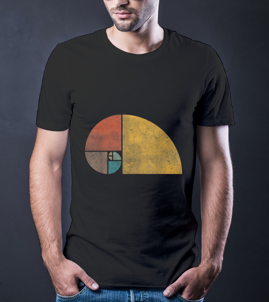 Vintage Fibonacci Golden Ratio Spiral Retro Colors T-Shirt