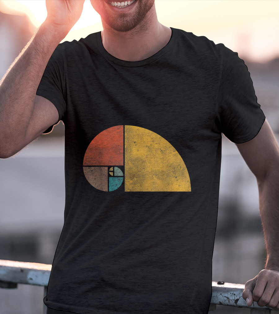 Vintage Fibonacci Golden Ratio Spiral Retro Colors T-Shirt