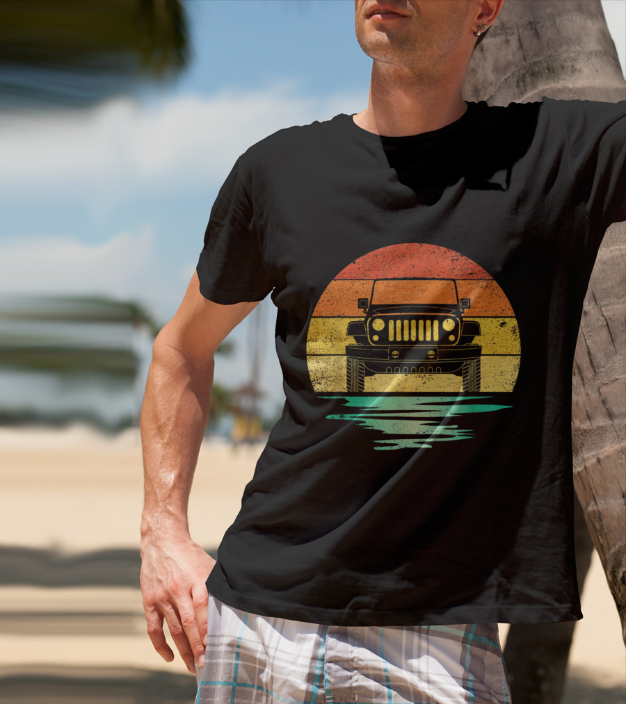 Vintage Sunset Jeep Off Road Adventure T-Shirt