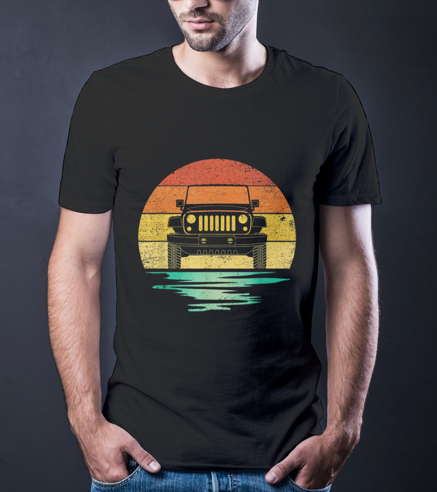 Vintage Sunset Jeep Off Road Adventure T-Shirt