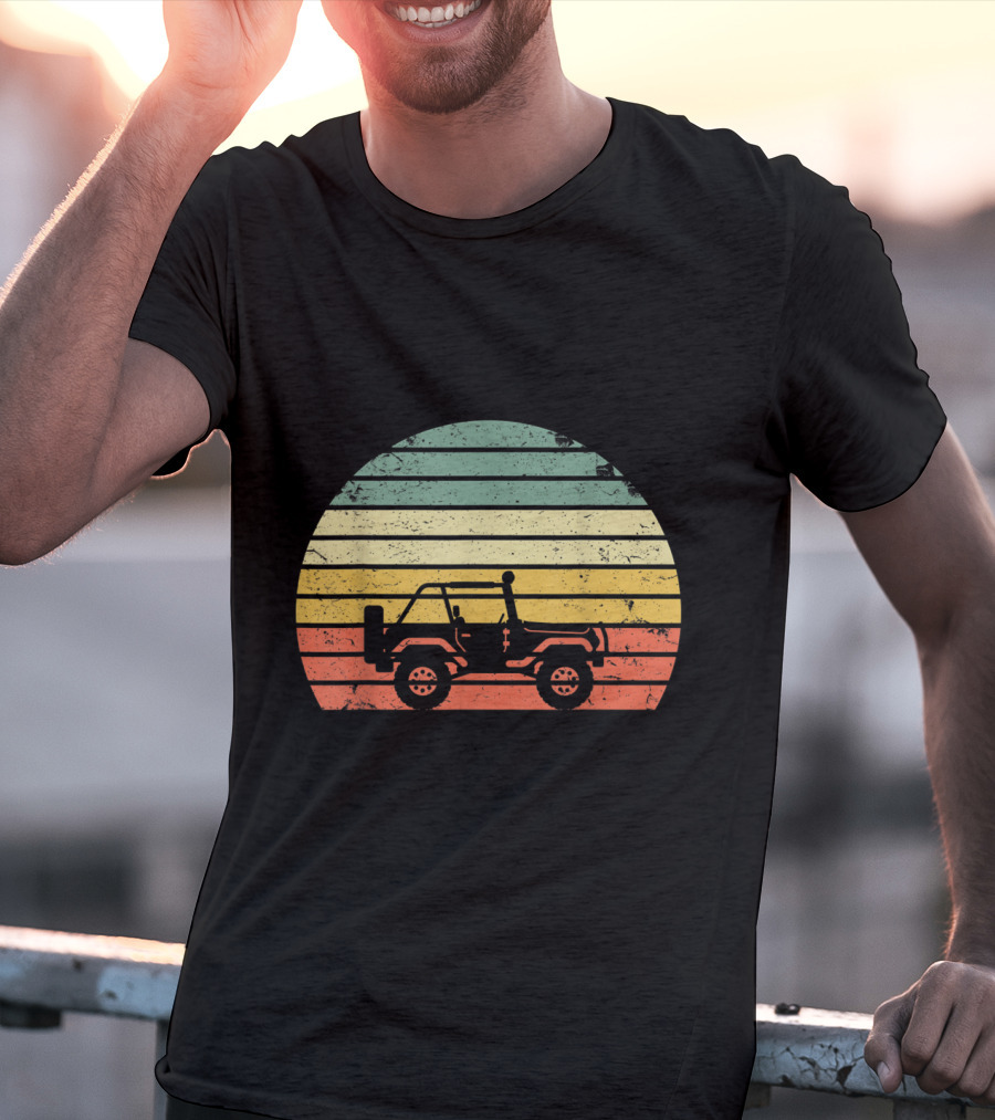 Vintage 70s Sunset Off Road Jeep Adventure T-Shirt