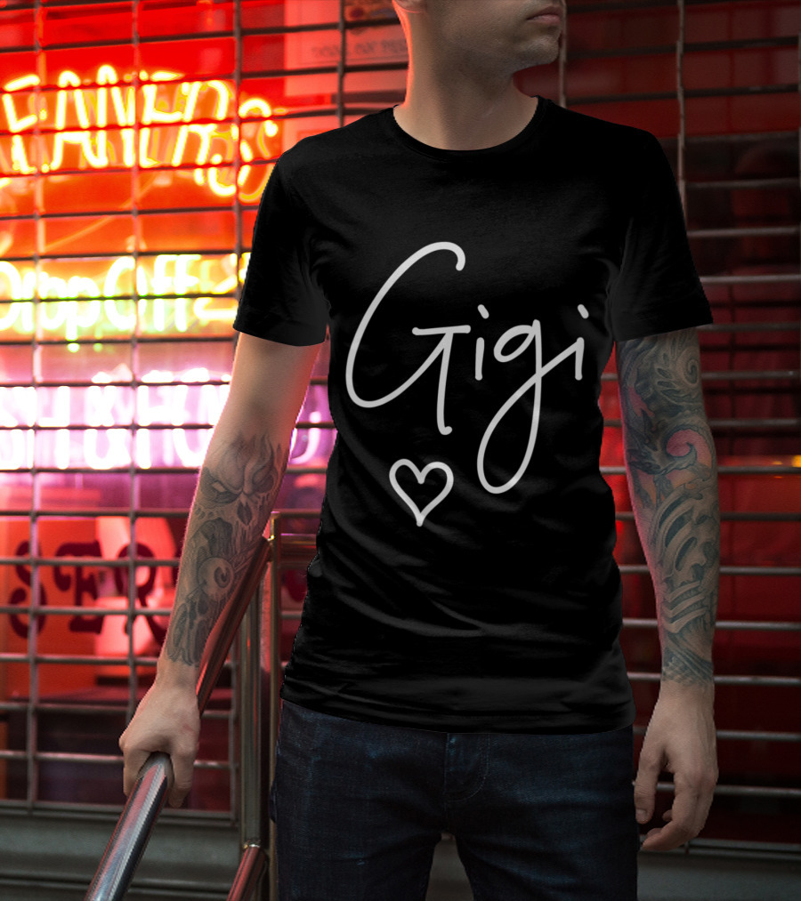 Gigi Grandma Women Christmas Mother's Day Grandson Heart T-Shirt