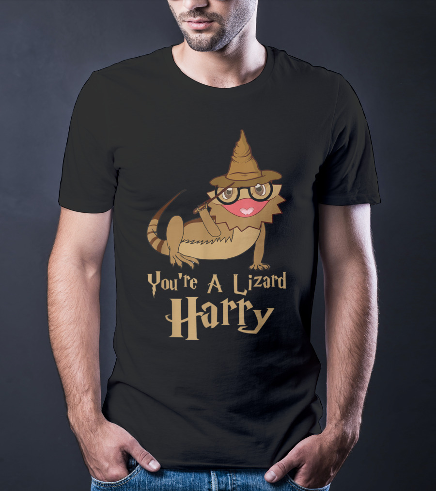 You're A Lizard Harry Funny Bearded Dragon Wizard Hat Glasses T-Shirt