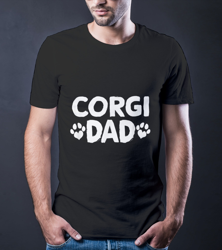Corgi Dad Paw Print Heart T-Shirt