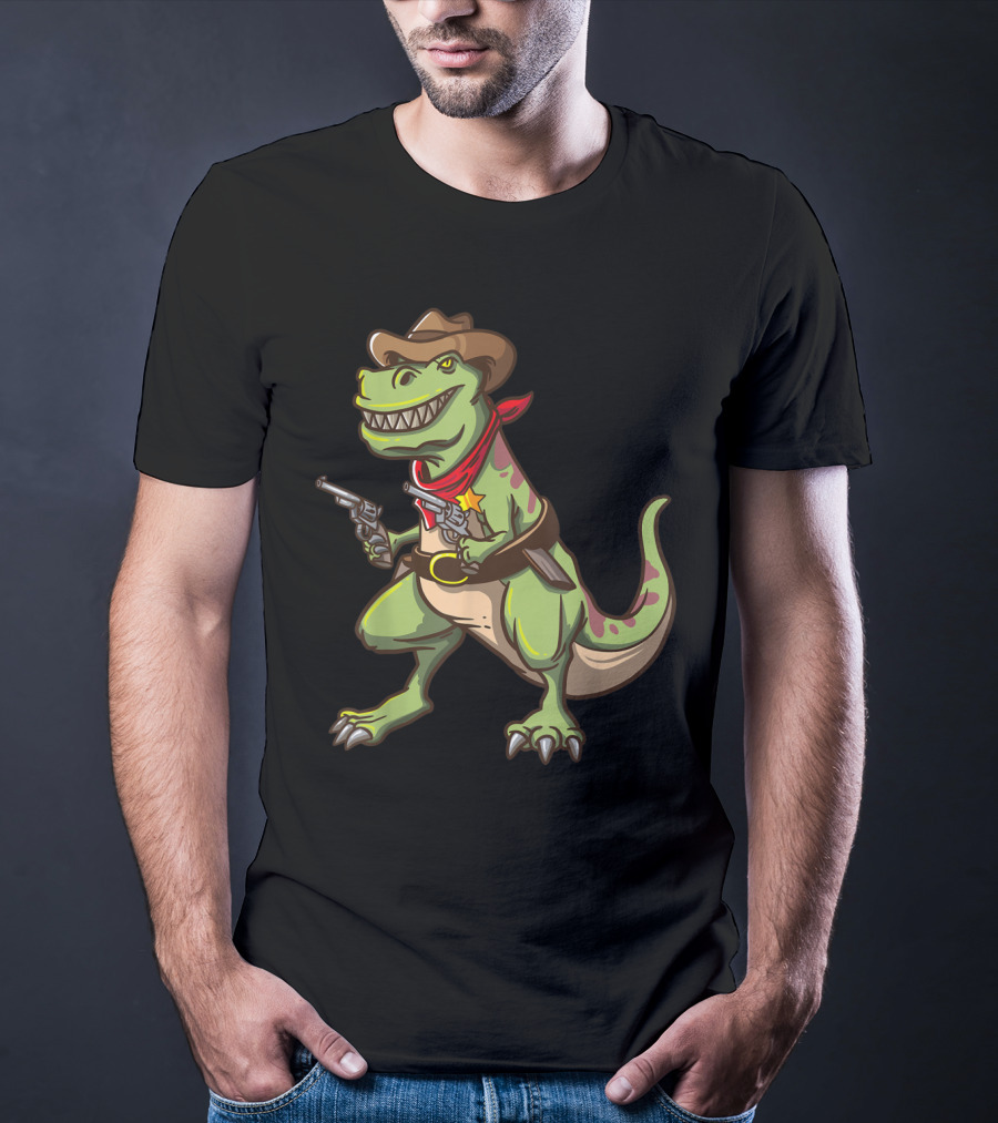Wild West Cowboy Dinosaur T-Rex Kids Country Adventure T-Shirt