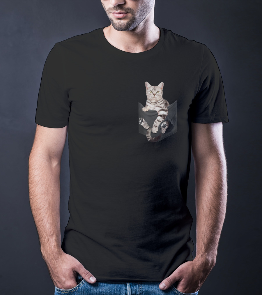 American Shorthair Cat Humor In Your Pocket T-Shirt