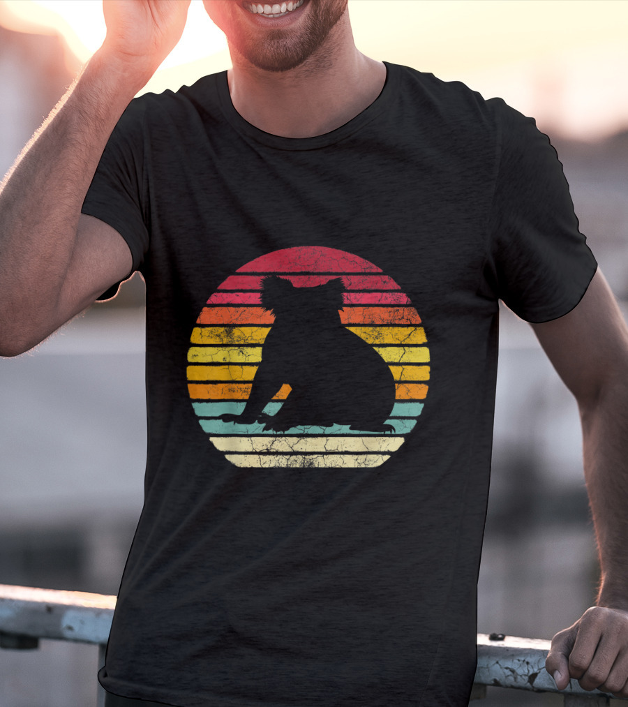 Koala Bear Retro Vintage 70's 80's Stripes Silhouette Circle T-Shirt