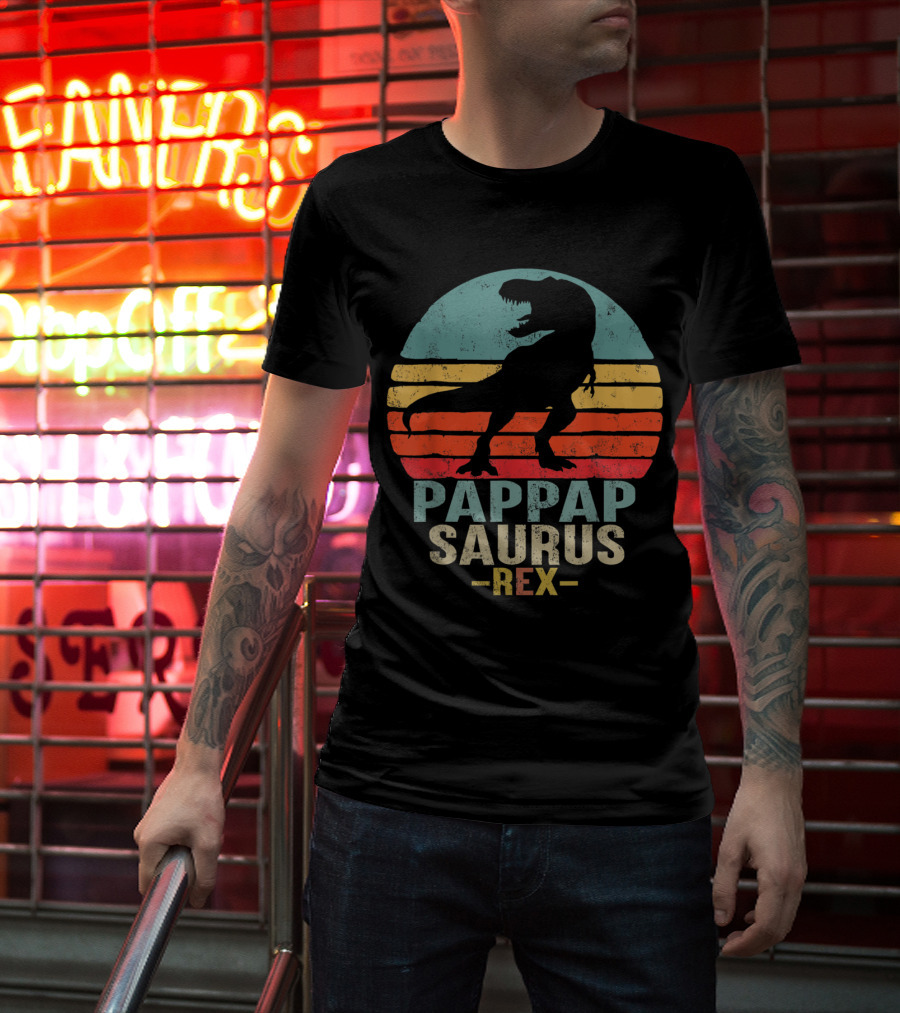 Pappapsaurus Rex T-Rex Dinosaur Retro Vintage T-Shirt