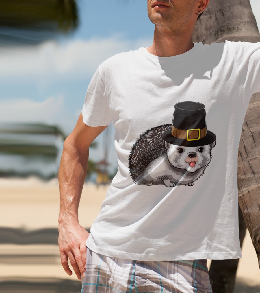 Thanksgiving Pilgrim Hedgehog Gratitude Holiday Tradition T-Shirt