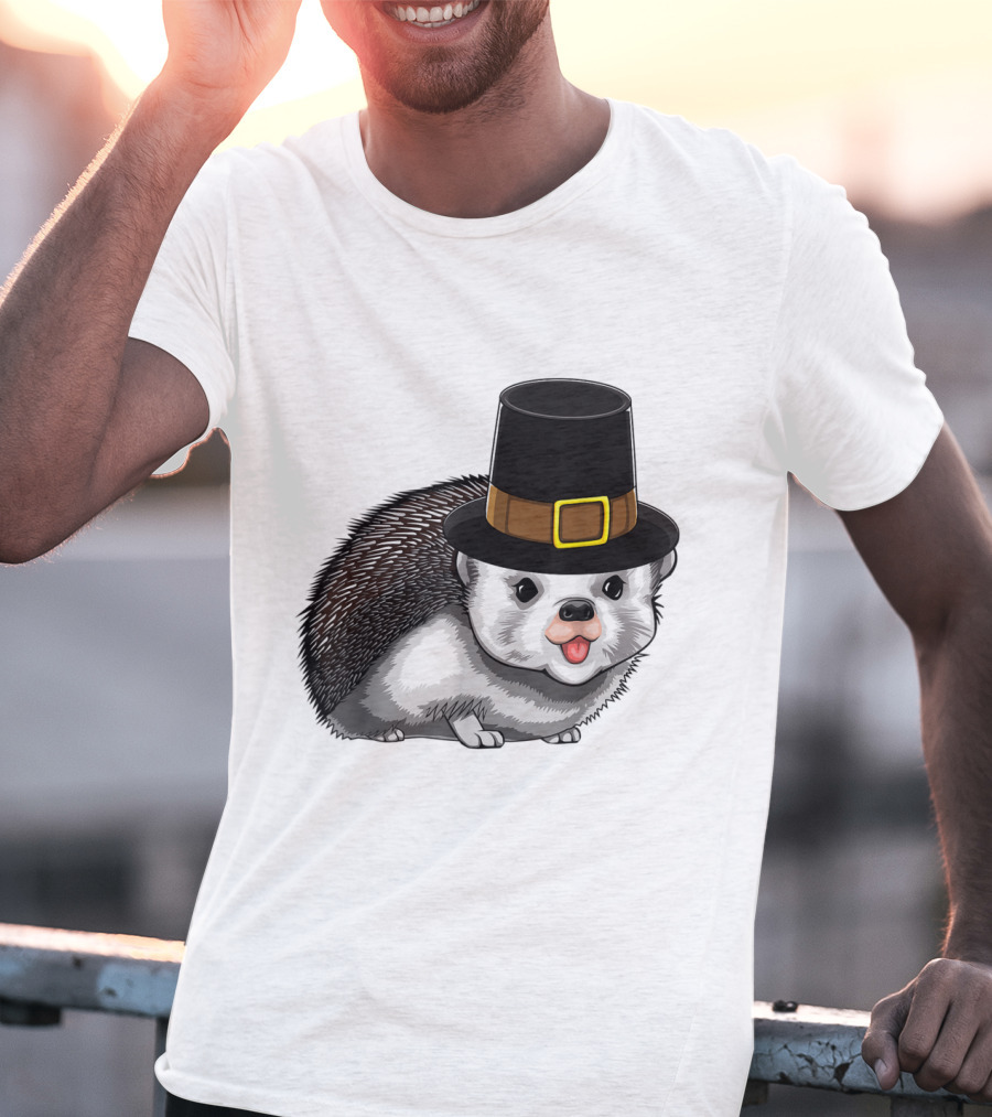 Thanksgiving Pilgrim Hedgehog Gratitude Holiday Tradition T-Shirt